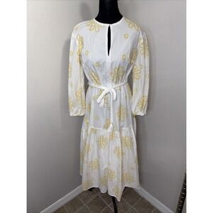 New Alexis X Target Belted Dress Women's XS White & Yellow Floral Boho Cottage